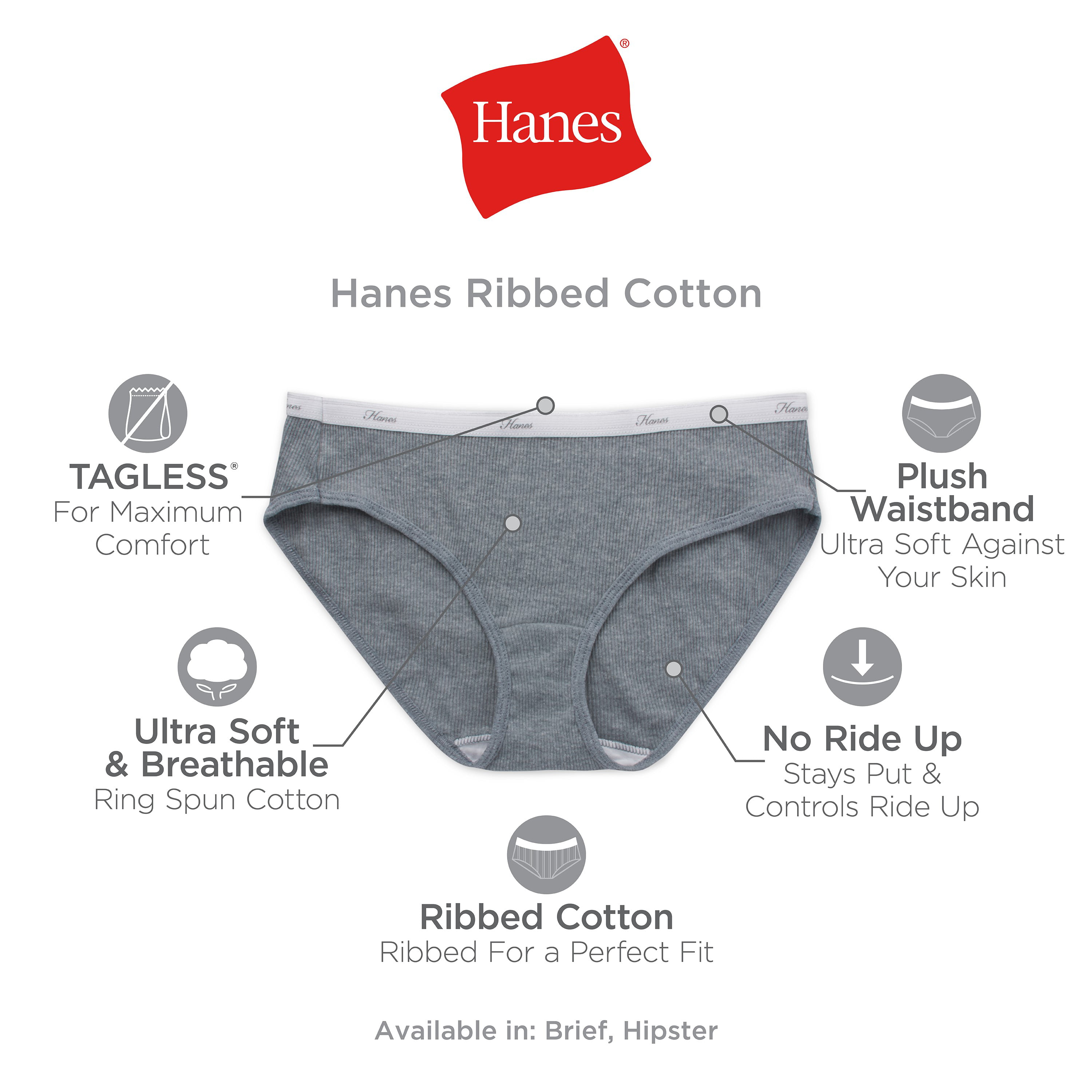 Hanes Women's 6pk Cotton Ribbed Heather Hipster Underwear - Colors May Vary  7 6 ct