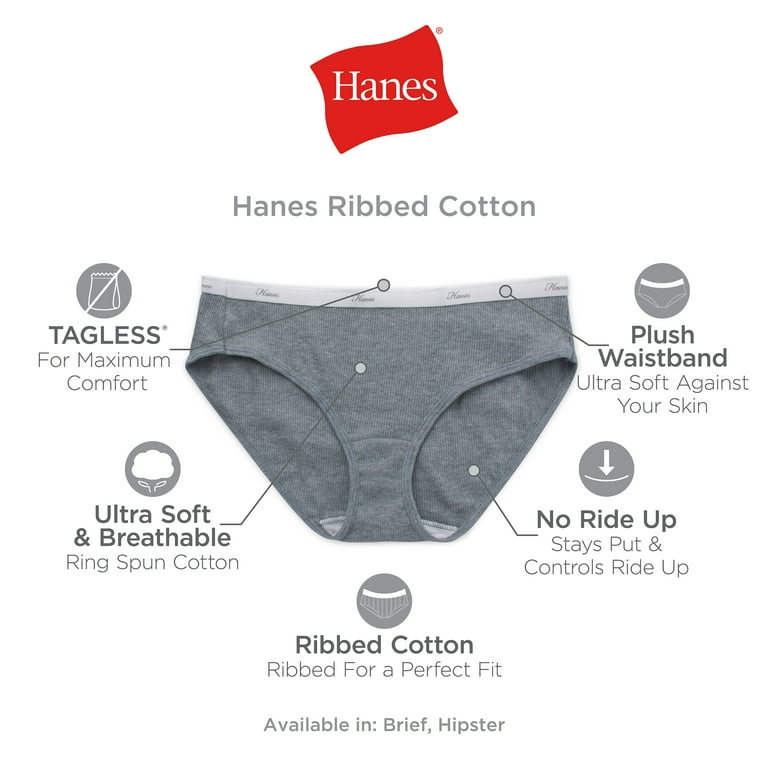 Hanes Women's 6pk Cotton Ribbed Heather Hipster Underwear - Colors