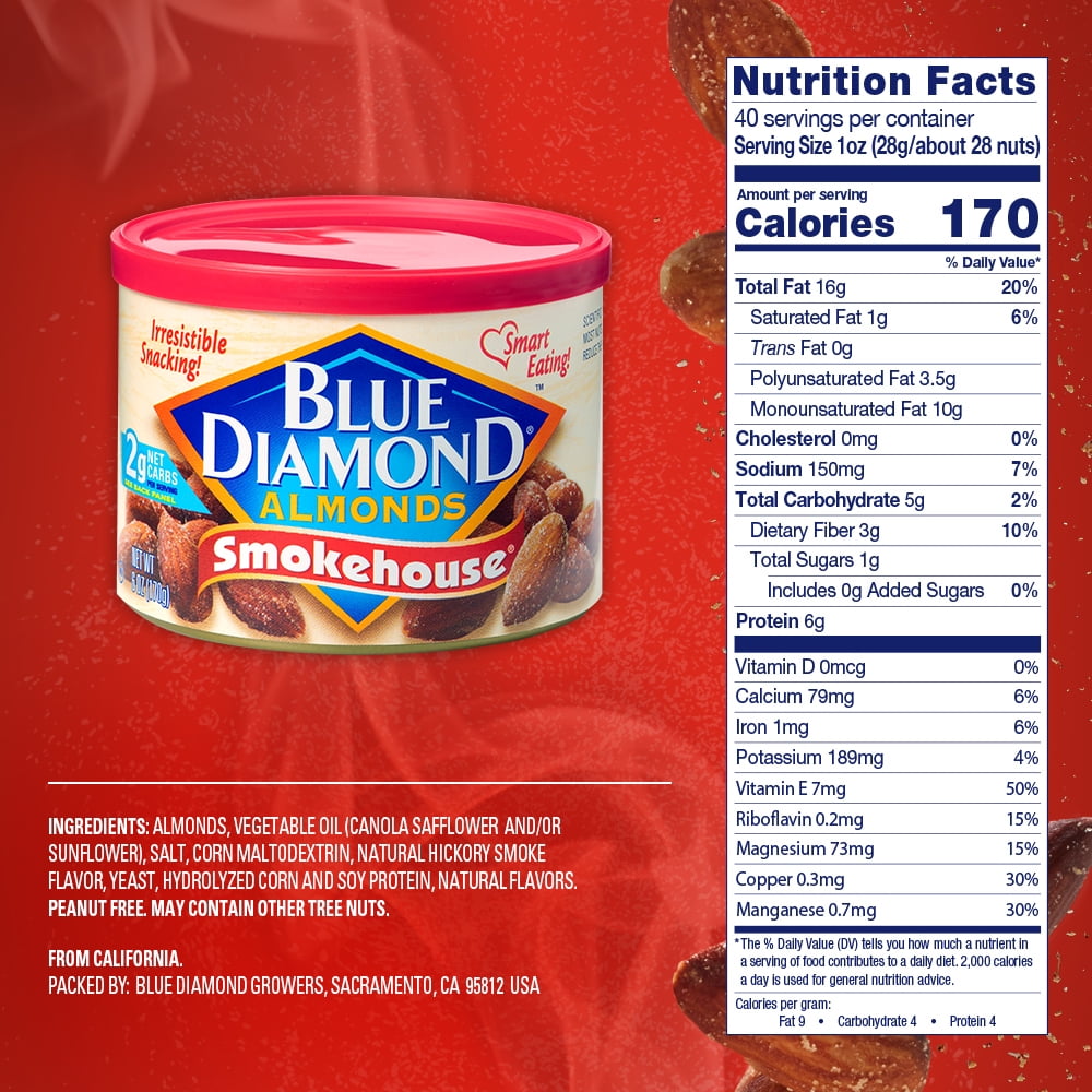 Blue Diamond Almonds Nutrition Label