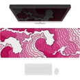 thumbnail image 2 of Minimalist Japanese Wave Extended Gaming Computer Mouse Pad, Cute Anime Mouse Pad for Desk, Kawaii Pink Desk Mat for Keyboard and Mouse, Pink, 31.5 x 11.8 x 0.12 inches, 2 of 6