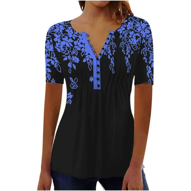 Birdeem Femmes Mode Décontractée Chemises Imprimées Manches Courtes T-Shirt Ample Hauts Tunique Blouse