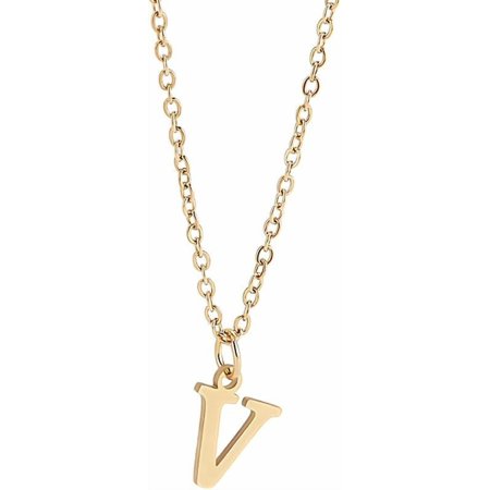 304 Stainless Steel Letter Pendant Necklaces Lead Free & Nickel Free & Cadmium Free Letter V 17.52 inch(44.5cm)~17.72 inch(45cm) Letter: 13x10.5mm