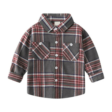 

Dpytoraw Toddler Boys Long Sleeve Fashion Casual Plaid Shirt Tops Coat Outwear For Boys Clothing 6-7 Years