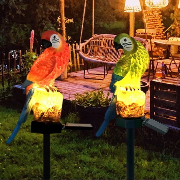 Xihbxyly Lámpara Solar con Forma de Loro, Decoración de Jardín con Led, Panel Solar de Bajo Consumo, Luz Blanca Cálida, Decoración de Jardín Exterior, Camino de Patio, Fácil Instalación, Tamaño 42,5