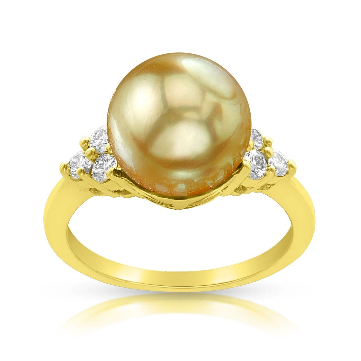 Radiance Pearl 14k Gold Golden South Sea Pearl and Diamond Accent Ring by Overstock