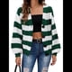 thumbnail image 3 of Cárdigan de Invierno A Rayas para Mujer, Larga, Botones, Frente Abierto, Punto Grueso, Abrigo Extragrande. Verde Oscuro M, 3 of 9