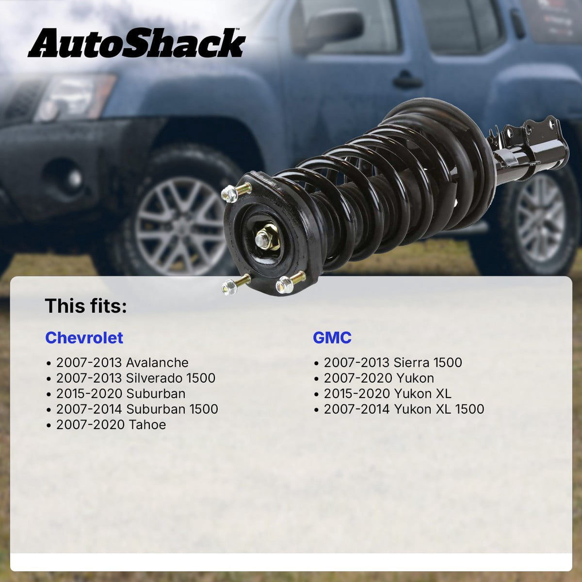 AutoShack Front Complete Strut & Coil Spring Assembly - Driver or Passenger Side for Chevrolet, Silverado 1500 2007-2013 Tahoe 2007-2020, 4WD RWD V6 4.3L V8 4.8L 5.3L 6.0L 6.2L