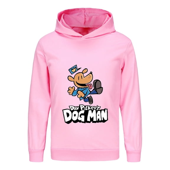 Dog Man Jumping Action Pose Kids Hoodie – Energetic Comic Top for Boys & Girls Fans