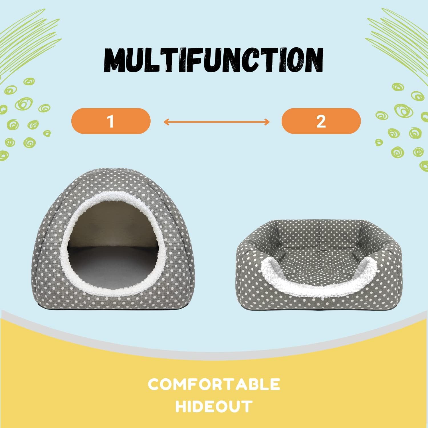 NANAHuang Rabbit Hideout Large Bunny Bed Washable Rabbit House and Hideout Fleece Guinea Pig Hiding Hut for Indoor Bunnies Small Animal Hideaway