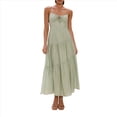 thumbnail image 2 of Vestido Fluido con Tirantes Finos y Corsé para Mujer, Ideal para Vacaciones en la Playa o Como Invitada de Boda Verde M, 2 of 10