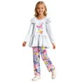 thumbnail image 4 of CAICJ98 Toddler Girl Clothes 2T 3T 4T 5T Kid Fall Outfit Ruffle Long Sleeve Shirt Top Print Pants Little Girls Winter Clothing Set, Size 2-8 Years, 4 of 8