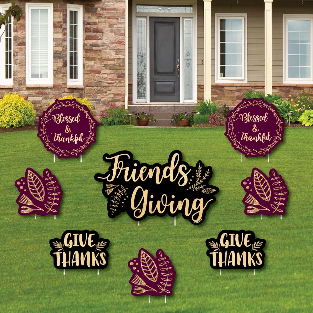 Elegant Thankful For Friends Yard Sign Outdoor Lawn Decorations Friendsgiving Thanksgiving Party Yard Signs Set Walmart Com Walmart Com