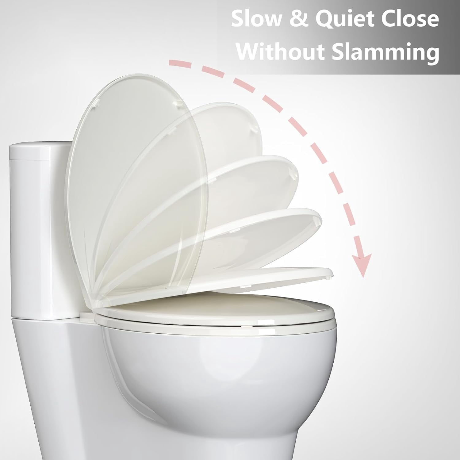 Soft Close Commercial Toilet Seat - Quiet Slow-Close Lid, Quick-Release Hinges, Mark-Resistant Polypropylene, Fits 17" Round Toilets, Grip-Tight Bumpers, Biscuit Color