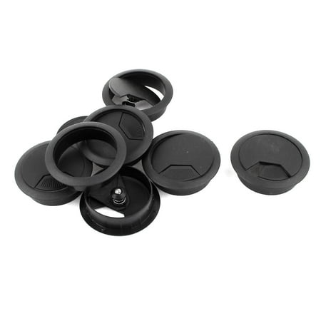 7 Pcs 60 X 50mm Dia Desk Wire Cord Cable Grommets Hole Black