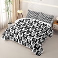 thumbnail image 3 of Homewish Ghost Face Checkered Twin Quilt Set, Halloween Spooky Grid Twin Coverlet Set, Black White, 2-Piece 1 Bedspread and 1 Pillowcase, 3 of 7