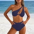 thumbnail image 2 of Roncen Sexy Brazilian Thong High Cut Bikini Sets for Women One Shoulder Cutout Swimsuits 2 Pieces, 2 of 9