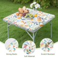 thumbnail image 4 of Pioneer Flower Floral Print Pattern Square Fitted Tablecloth with Elastic Edge,Square Table Cover,Washable Elastic Table Cover for Home Kitchen Party Decor 36"x36", 4 of 6