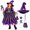 Purple / Black, variant on Girls Witch Dress with Hat Wand and Bag for Halloween Party Dress Up Clothes Themed Party Role Play Pretend Play Halloween Gifts for Kids