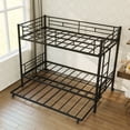 thumbnail image 4 of Leumius Twin over Twin Bunk Bed with Trundle,Heavy Duty Metal Bed Frame with Full-Length Guardrail and Ladders for Kids/Teens/Adults,Space-Saving,Black, 4 of 9