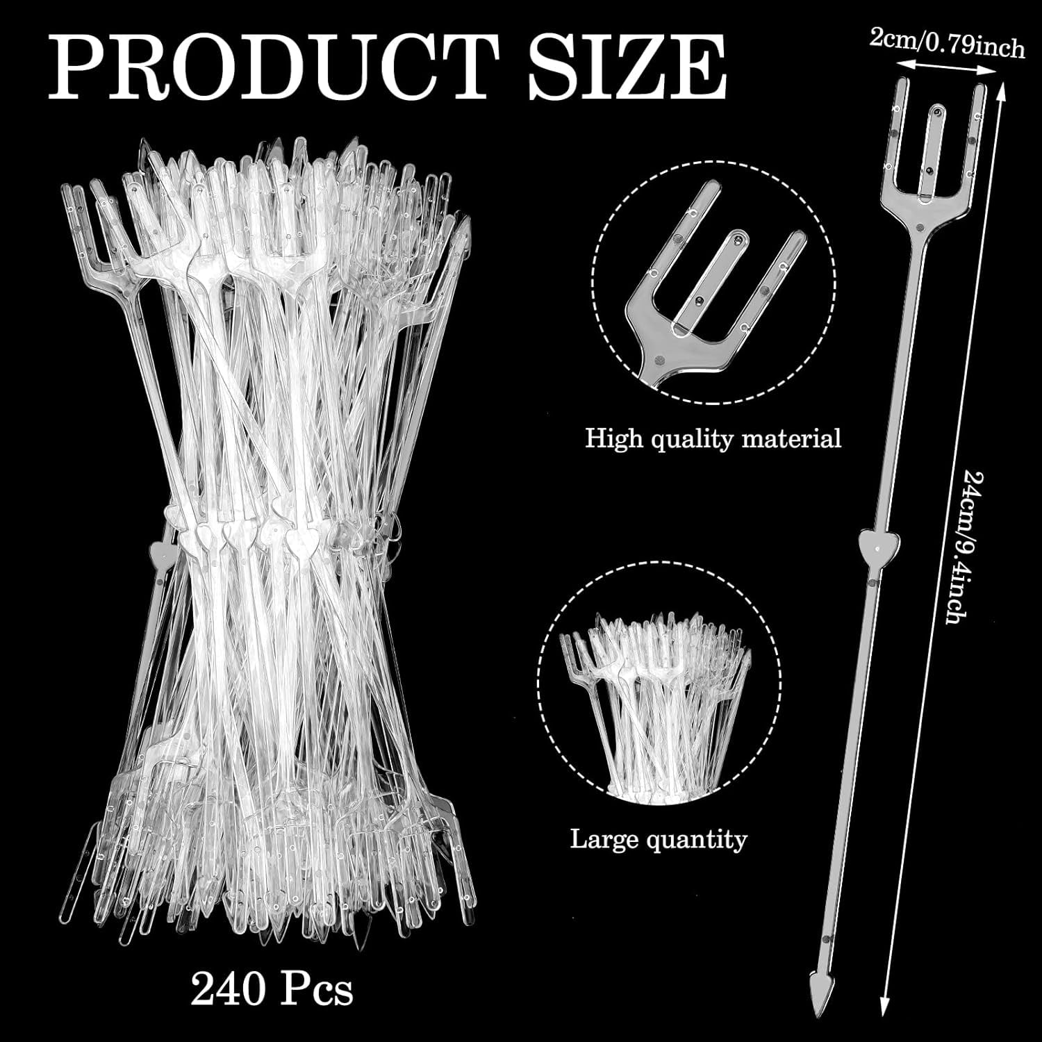 240 Pcs Floral Picks Card Holder Plastic Straight Head Flower Card Holder Stick for Photo Floral Bouquet Arrangement Valentine Wedding Birthday Party Decoration(9.4 Inch)