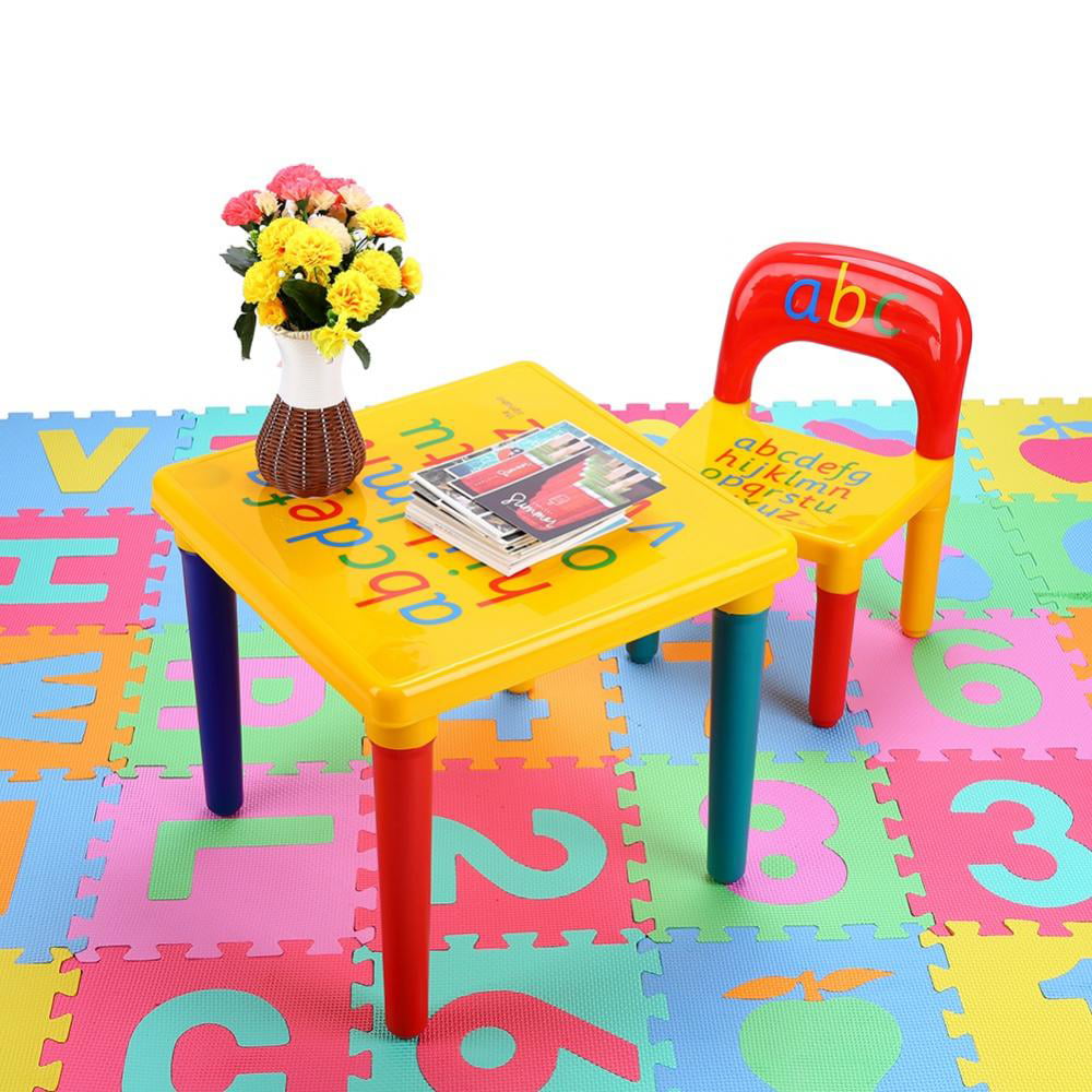 2 Pcs/Set Table & Chairs Plastic DIY Play Toddler Activity Fun to Learn and Play 