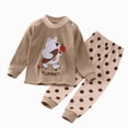 thumbnail image 4 of NOLDARES Baby Boy Clothes 3 6 12 18 24 Months 3T 4T 5T Fall Winter Outfit Embroidery Long Sleeve Romper Pants Set Size:3-6 M,Khaki, 4 of 4