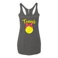 thumbnail image 2 of Wild Bobby, Tennis Mom Cute Bow Ribbon Tennis Ball, Mother's Day, Women Tri-Blend Racerback Tank Top, Premium Heather, X-Large, 2 of 3