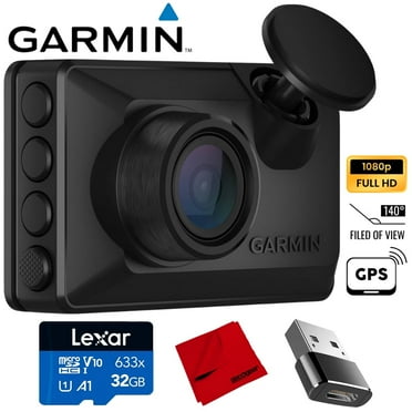 Garmin Dash Cam X110 Compact 1080p HD with 140-degree Field of View Bundle with Lexar 32GB microSDHC/microSDXC Card, Deco Gear Microfiber Cleaning Cloth & Converter Adapter Type C Adapter