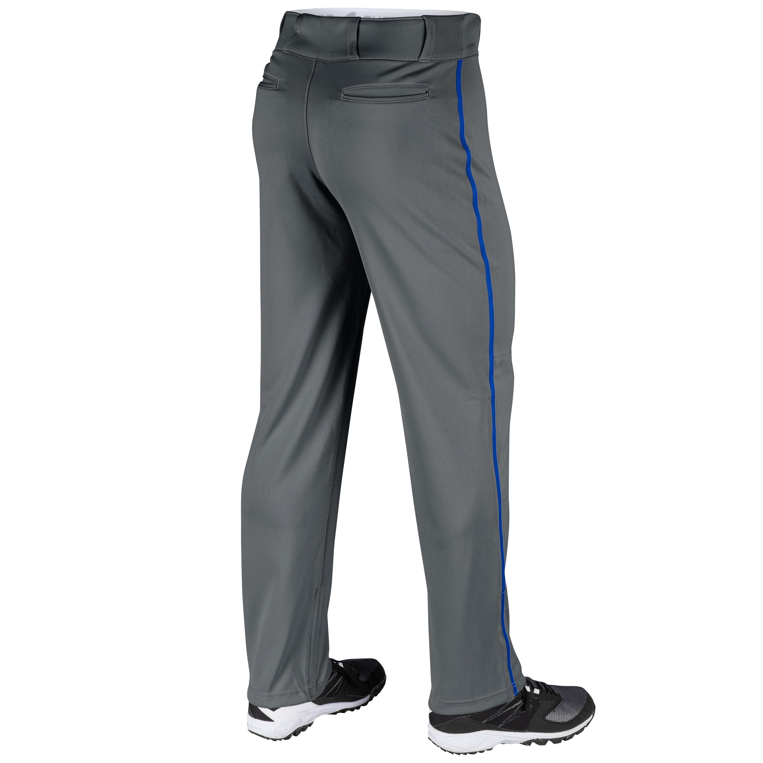Triple Crown Open-Bottom Baseball Pants with Braid, Youth X-Small, Graphite with Royal Braid