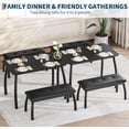 thumbnail image 2 of 3-piece estilo rural dining mesa set para 4: compact rustic kitchen mesa con 2 padded benches, space-saving breakfast nook muebles para small spaces y apartments (negra), 2 of 7