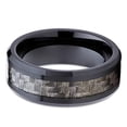 thumbnail image 2 of Silly Kings Jewelry Ceramic Wedding Band Gray Carbon Fiber Inlay 8mm Black Ceramic Ring Beveled Edges Comfort Fit (9), 2 of 4