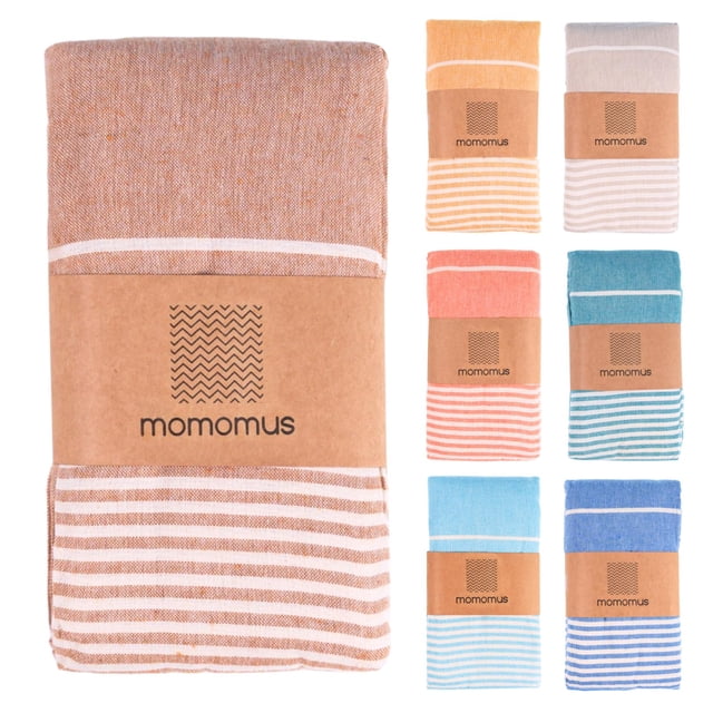 Toalla de playa MOMOMUS extra grande, 100% algodón, resistente a la arena, marrón
