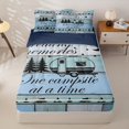 thumbnail image 3 of Homewish Teens Vintage RV Car Zipper Twin Comforter Sets with Fitted Sheet and 2 Pillowcases,Boys Girls Happy Camping Zipper Bedding Set,4-Piece,Navy Blue Reversible, 3 of 6