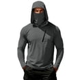 thumbnail image 2 of Men's Hooded Long Sleeve Sun Protection Shirt - UPF 50+ Lightweight Breathable Pullover with Face Mask & Zipper Pocket - Quick-Dry Outdoor Fishing & Hiking Top for Summer Dark Gray S, 2 of 7