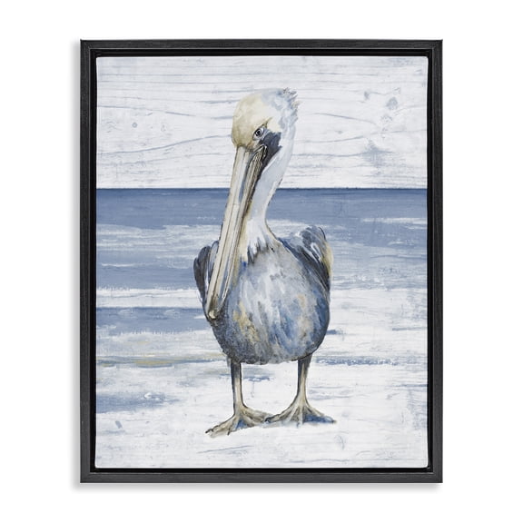 Stupell Industries Coastal Rustic Nautical Pelican Black Floating Frame Canvas Art, 17 x 21, by Patricia Pinto