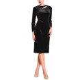 thumbnail image 2 of Vestido de fiesta de corte para mujer INSPIRE CHIC, cuello redondo, manga larga, vestido de terciopelo ajustado, color negro, 2 of 5
