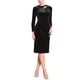 thumbnail image 2 of Vestido de fiesta de corte para mujer INSPIRE CHIC, cuello redondo, manga larga, vestido de terciopelo ajustado, color negro, 2 of 5