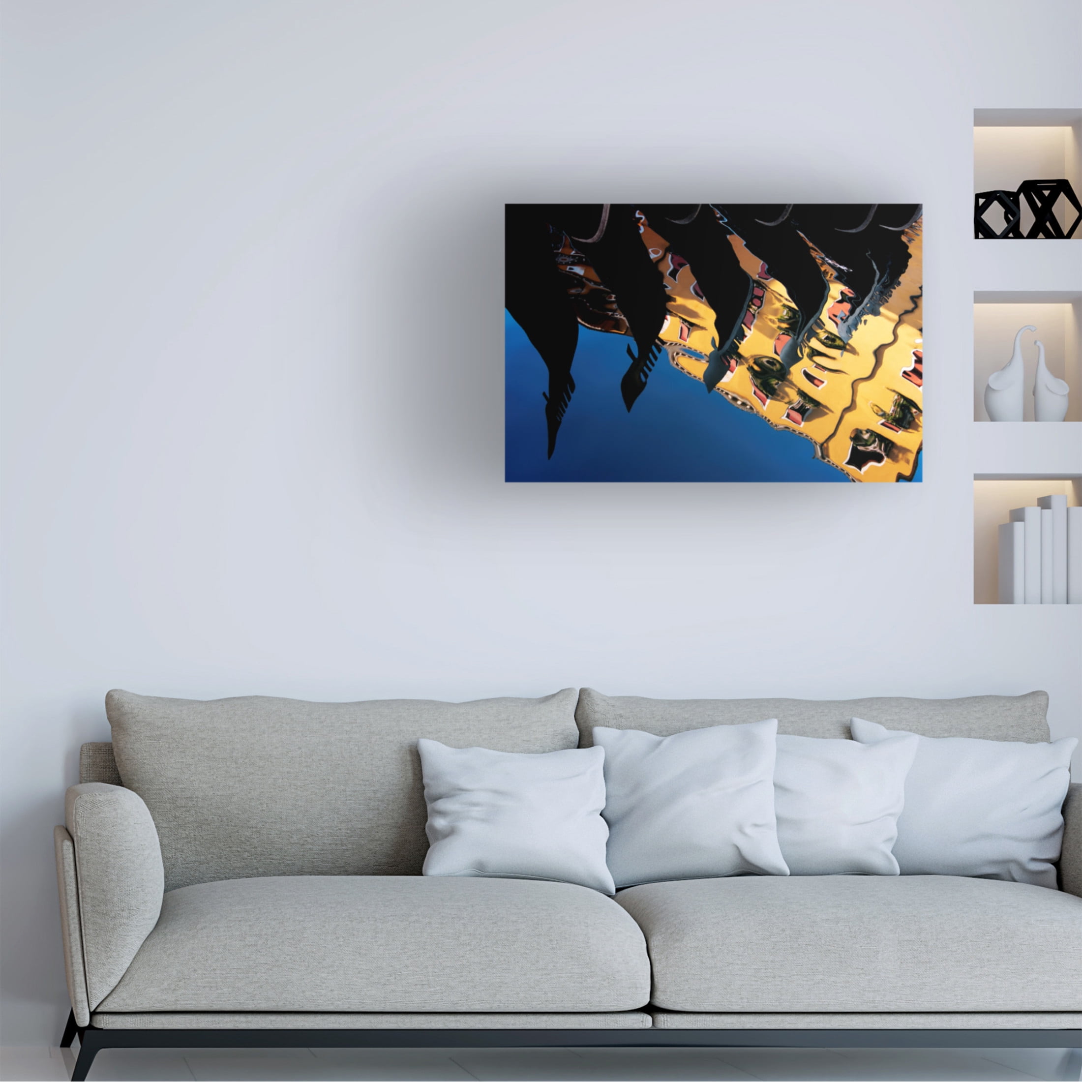 Canvas Wall Art - Fabrizio Vendramin 'Venice - Gondole - Reflex' Wall Art for Living Room, Bedroom, or Office D?cor by Trademark Fine Art - 32 x 22 Inches