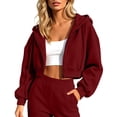 thumbnail image 2 of KHONTS Zip up Crop Hoodie for Women Cropped Casual Hooded Sweatshirts Workout Long Sleeve Drawstring Jacket Tops XL, 2 of 4