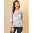 thumbnail image 2 of INSPIRE CHIC Women's Floral Print Chiffon Ruffle 3/4 Sleeve Flowy Blouse, 2 of 6