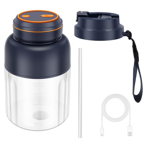 Portable Blender Cup with Dual Lid USB Rechargeable Electric Juicer Cup for Smoothie Protein Shake and Daily Use