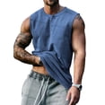 thumbnail image 2 of Lumento Mens Tank Tops Henley Neck Muscle Shirts Sleeveless Summer Men Soft T-shirt Casual Solid Color Vest Denim Blue 5XL, 2 of 3