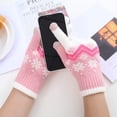 thumbnail image 3 of Clearance! Lisingtool Women Can Enable Screen Gloves Warm Stretch Knitted Gloves Mittens Winter Keep Warm Knitting Christmas Snowflakes Printing Golves Students Outdoor Riding Hiking Mittens, 3 of 5