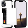 thumbnail image 1 of KOMI for iPhone 13 Case with Card Holder[Store 5 Cards] Dual Layer Heavy Duty Shockproof iPhone 13 Wallet Case with Hidden Card Slot Large Storage Case for iPhone 13 (White), 1 of 5