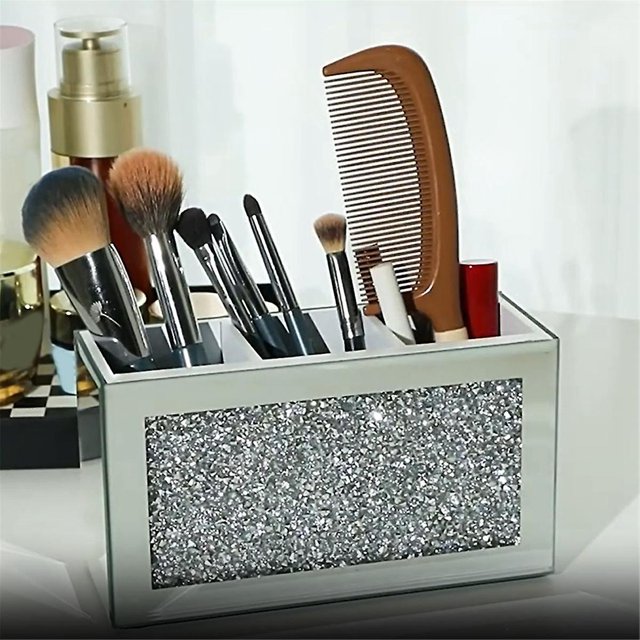 Organizador de porta brochas de maquillaje DENGXMXG cajas de joyería espejo cristal diamante triturado brillante