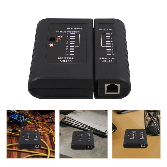 LOLIPPYY Black Ethernet Cable Tester for RJ45 RJ11 Cat6 with Network Mapping and Cable Continuity Check