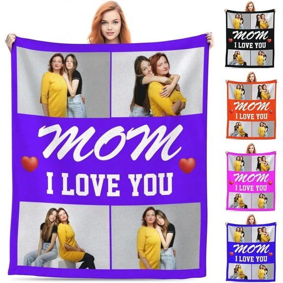 Custom Blanket with Picture HD Printing Photo Blankets Customize Comfortable and Soft Personalized Flannel Throw Blankets for Couple Girlfriend Boyfriend Wife Husband Valentine Gift (Style 6) Blankets