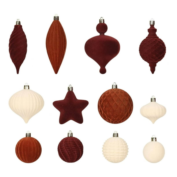 Bola Navideña Verde Flocada, Colgante para Árbol de Navidad, Decoración Navideña, Traje Extraterrestre Rojo y Naranja.