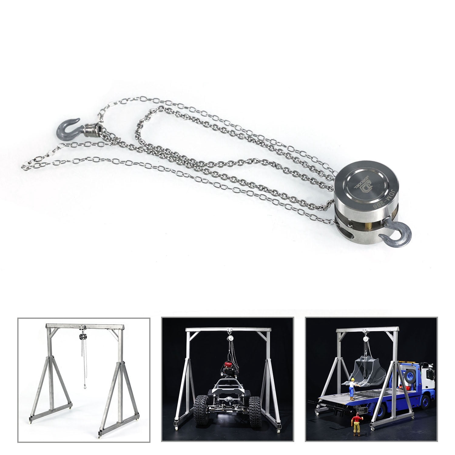 JDM Metal Chain LiftBlock Tackle Hoist Heavy Duty Load for RC Gantry Crane 1/10