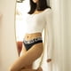 thumbnail image 5 of Mujer Tanga de malla sin fisuras hueco hueco impreso de cintura baja ropa interior Mini transpirable G-String Yoga bragas calzoncillos para la fiesta Negro L Inevent AP004233-08, 5 of 7